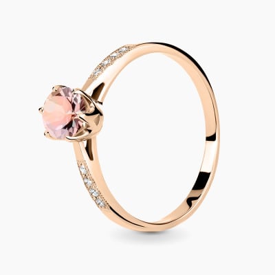 Pierścionek zaręczynowy różowe złoto 585 Modena z...