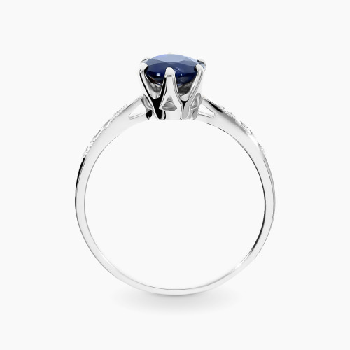 Pierścionek zaręczynowy białe złoto 585 Modena z szafirem 1,13 ct i brylantami 0,09 ct  masa 2 g