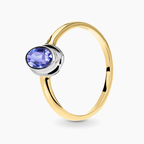 Pierścionek zaręczynowy Portofino z dwukolorowego złota 585 z tanzanitem 0,42 ct