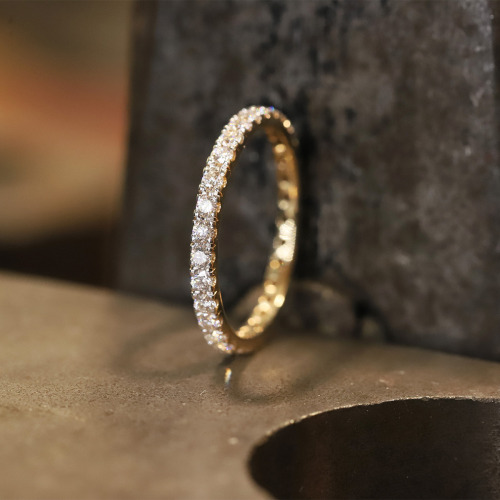Obrączki Toscana z żółtego złota 585 męska 3 mm i damska 2 mm z brylantami 0,65 ct