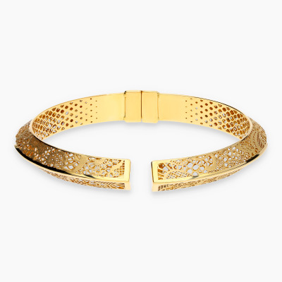 Bransoletka z żółtego złota 585 sztywna, ażurowa 10,96 g