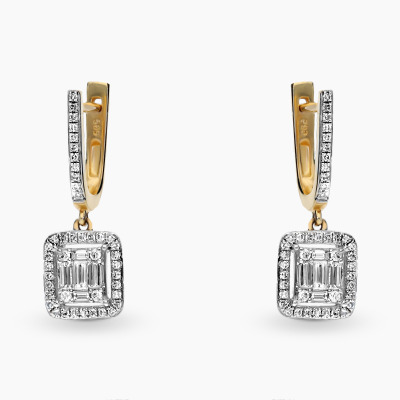 Kolczyki dwukolorowe złoto 585 z brylantami i diamentami...