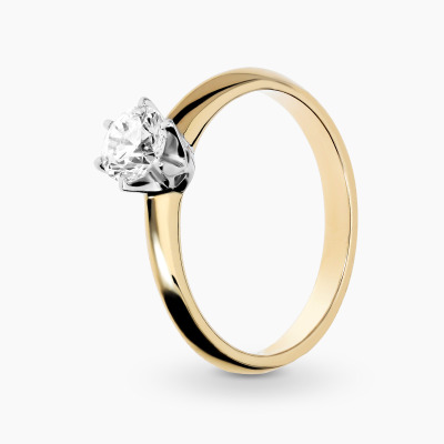 Pierścionek z dwukolorowego złota 585 z brylantem 0,50 CT