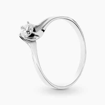 Pierścionek z białego złota 585 z brylantem 0,25 ct w...