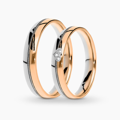 Obrączki Sicilia z dwukolorowego złota 585 półokrągłe...