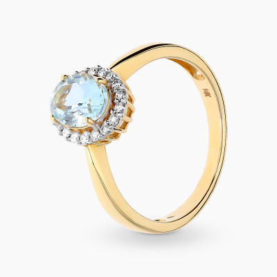 Pierścionek z żółtego złota 585 z brylantami i...