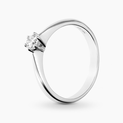 Pierścionek z białego złota 585 z brylantem 0,20 ct Si/H