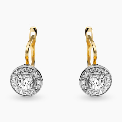 Kolczyki z dwukolorowego złota 585 z brylantami 0,50 ct...
