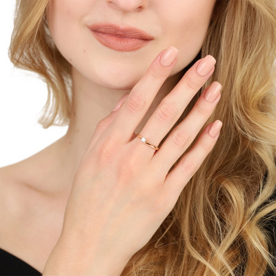 Pierścionek różowe złoto 585 Roma z brylantem 0,09 ct 2