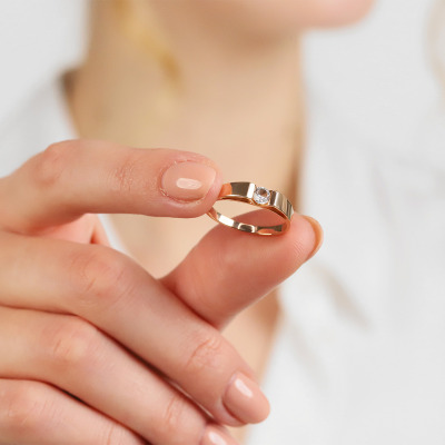 Pierścionek różowe złoto 585 Milano z brylantem 0,25 ct 2