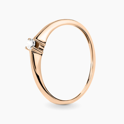 Pierścionek różowe złoto 585 Parma z białym szafirem