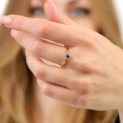 Pierścionek żółte złoto 585 Vicenza z szafirem 0,24 ct 2